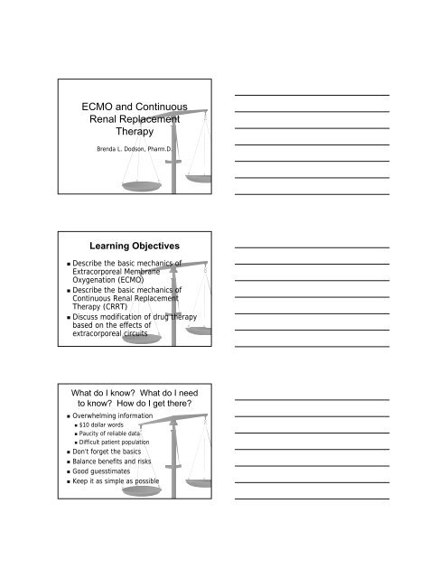 ECMO and Continuous Renal Replacement Therapy - PPAG