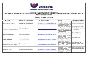 PERFIL - TURMA 2013/2015 - Unioeste