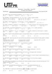 Lista de Exercícios sobre polinômios - UTFPR