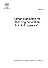 Studieplan - Kulturgeografiska institutionen, Uppsala universitet