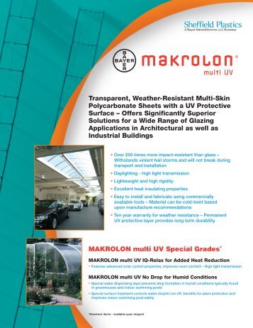 MAKROLON multi UV Special Grades - Sheffield Plastics