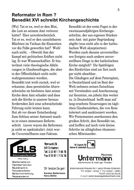 Gemeindebrief Kamen April 2013 - Mantel.indd - Der Schiefe Turm