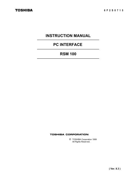 INSTRUCTION MANUAL PC INTERFACE RSM 100 - Toshiba