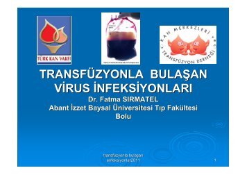 Transfüzyonla Bulaşan Virüs İnfeksiyonları