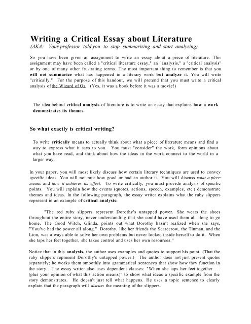 critical essays on world literature