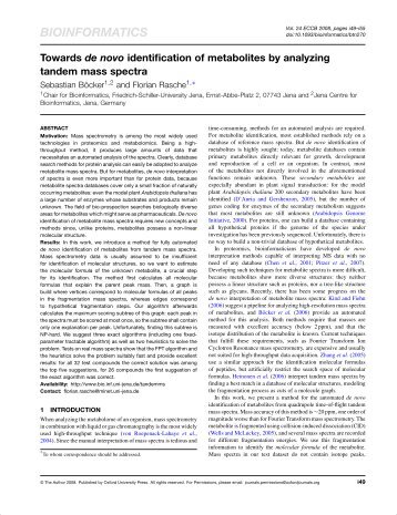 Towards de novo identification of metabolites by analyzing tandem ...