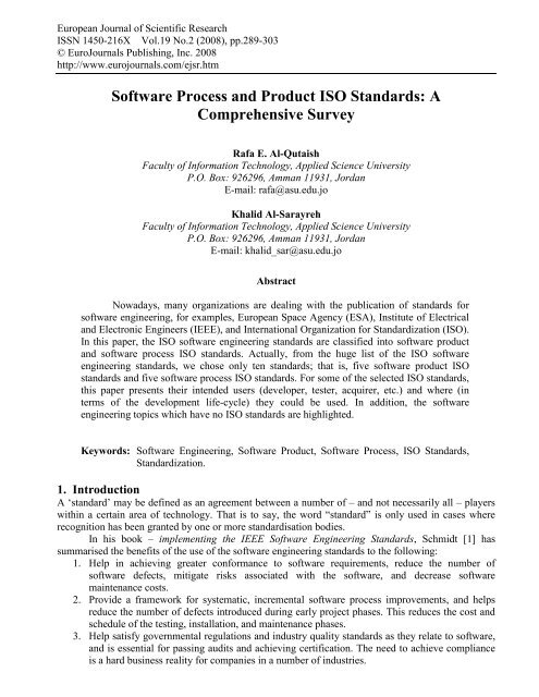 Software Process and Product ISO Standards - Dr. Rafa E. AL ...