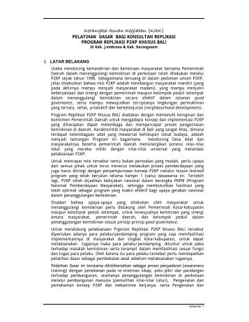 Kerangka Acuan Kegiatan (KAK) - P2KP
