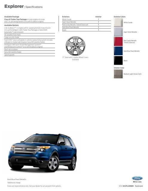 2012 EXPLORER Specifications - Chastang Ford