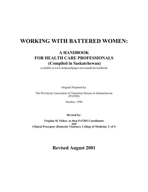 Working with Battered Women: a Handbook for ... - Hot Peach Pages