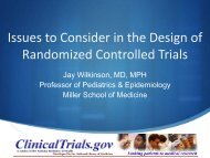 Issues to Consider in the Design of Randomized Controlled Trials