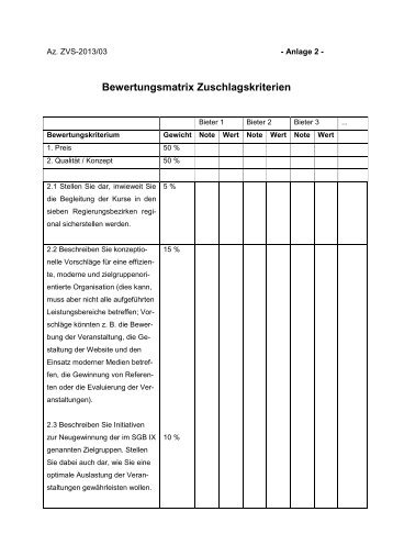 Anlage 2 - Zuschlagskriterien/Matrix