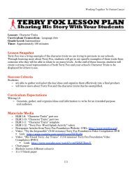 Language Arts: Character Traits - Terry Fox Foundation