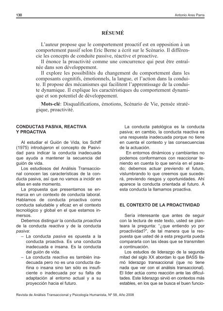 Revista de AnÃ¡lisis Transaccional y PsicologÃ­a Humanista - aespat