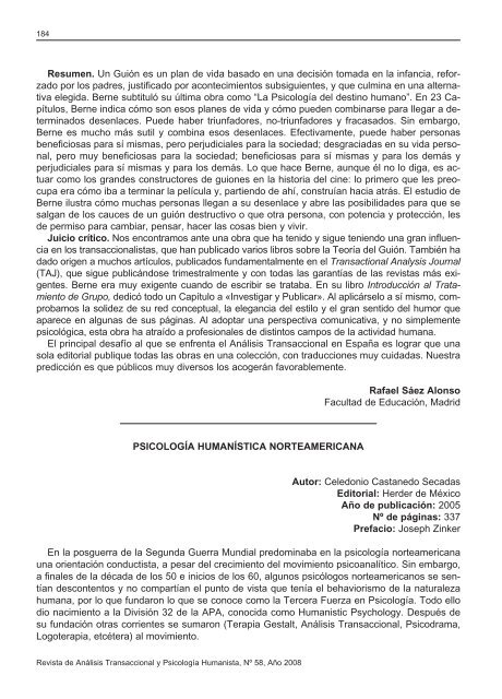 Revista de AnÃ¡lisis Transaccional y PsicologÃ­a Humanista - aespat