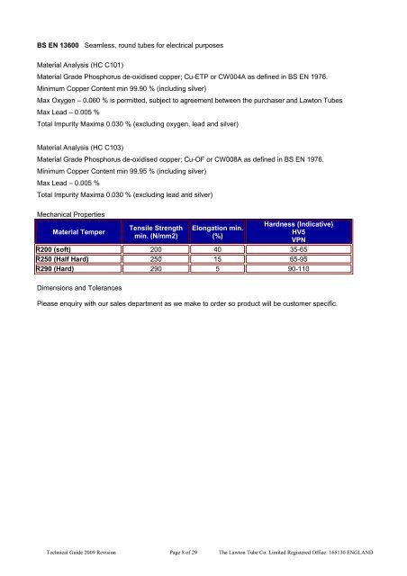 Lawton copper tube technical guide