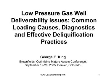 Deliquification - George E King Petroleum Engineering Oil and Gas ...