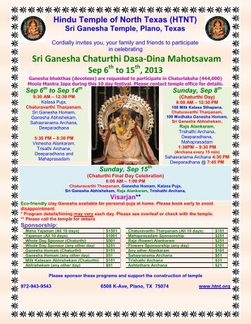 Sri Ganesha Chaturthi Dasa-Dina Mahotsavam - Sri Ganesha Temple