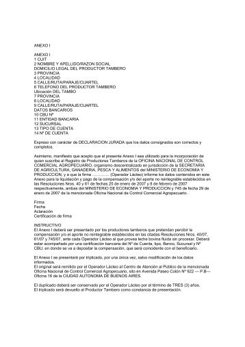 ANEXO I ANEXO I 1 CUIT 2 NOMBRE Y APELLIDO ... - Senasa