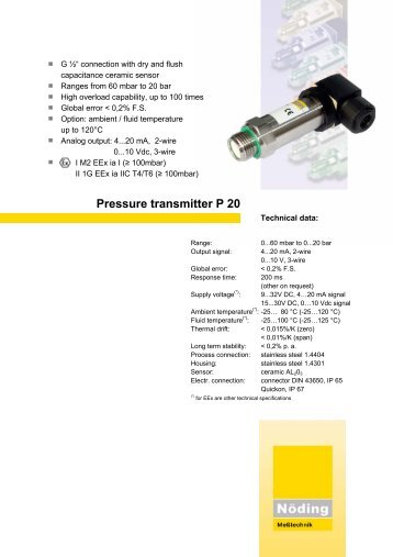 Pressure transmitter P 20