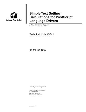 Simple Text Setting Calculations for PostScript ... - Adobe Partners