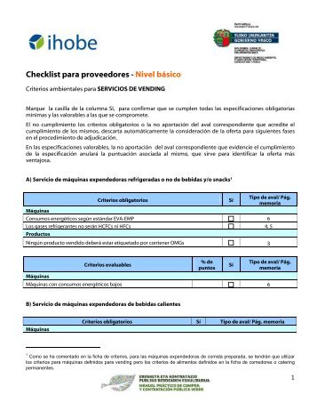 Checklist para proveedores - Nivel bÃ¡sico - Ihobe