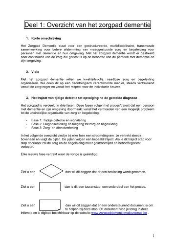 Overzicht zorgpad dementie met flowcharts - Dementie.be