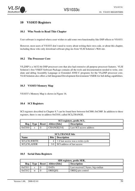 VS1033 - MP3/AAC/WMA/MIDI AUDIO CODEC - VLSI Solution