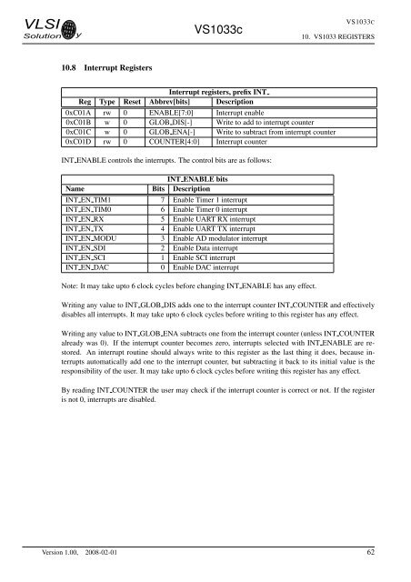 VS1033 - MP3/AAC/WMA/MIDI AUDIO CODEC - VLSI Solution