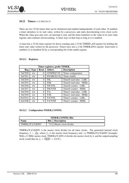 VS1033 - MP3/AAC/WMA/MIDI AUDIO CODEC - VLSI Solution