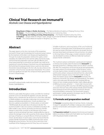 Clinical Trial Research on ImmuneFX Alcoholic ... - The Wolfe Clinic