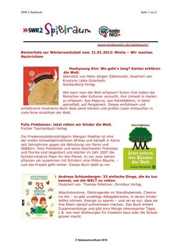 www.kindernetz.de/spielraum/ Bücherliste zur Wörterwerkstatt vom ...