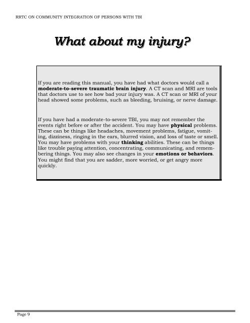 I Have a What? A Guide for Coping with Moderate-to-Severe TBI