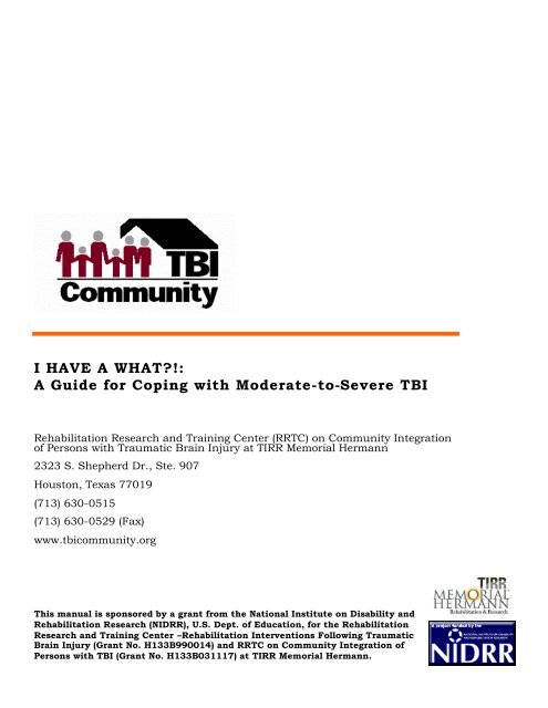 I Have a What? A Guide for Coping with Moderate-to-Severe TBI