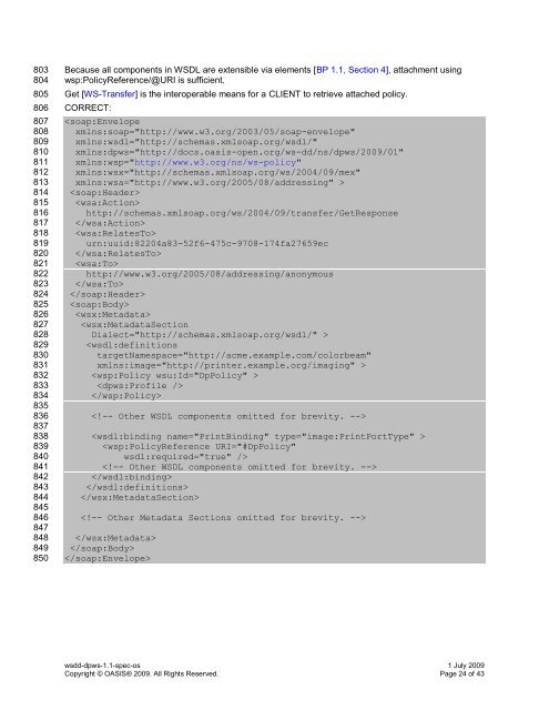 Devices Profile for Web Services Version 1.1 OASIS Standard 1 July ...