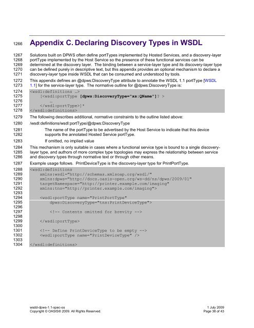 Devices Profile for Web Services Version 1.1 OASIS Standard 1 July ...