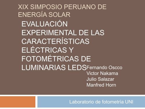 XIX simposio Peruano de Energía Solar - Asociación Peruana de ...
