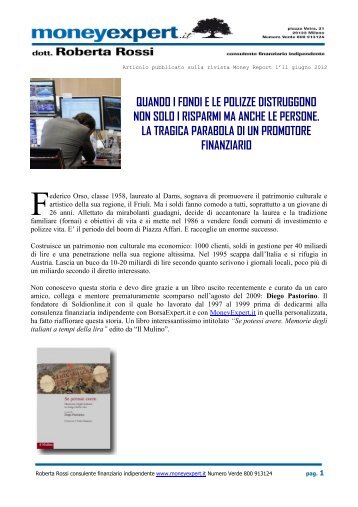 Articolo pubblicato sulla rivista Money Report il 09 ... - MoneyExpert.it