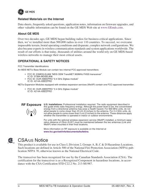 MDS NETio-TBTM Series - GE Digital Energy