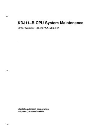 KDJ11-B CPU System Maintenance