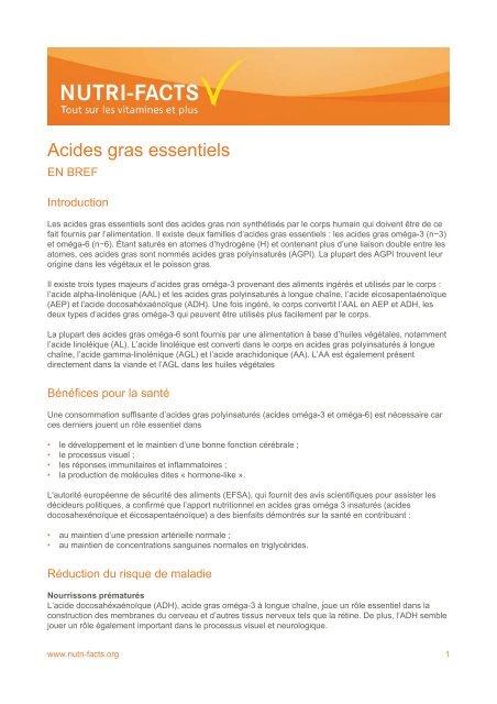 Acides Gras Essentiels PDF - Nutri-Facts.org