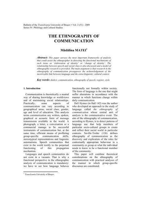 Matei, M.: The Ethnography of Communication