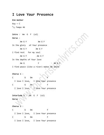 chords love presence lyrics piano christian guitar