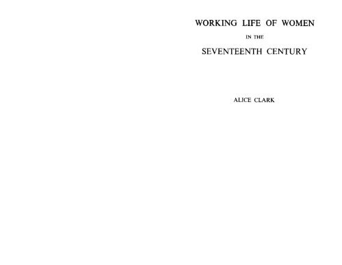 working life of women seventeenth century - School of Economics ...