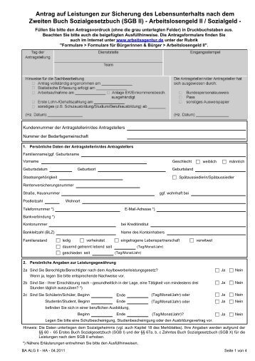 Arbeitslosengeld II - Antrag - alg-zuschuss.de