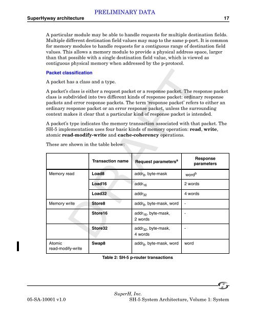 SuperH (SH) 64-Bit RISC Series SH-5 System Architecture, Volume ...