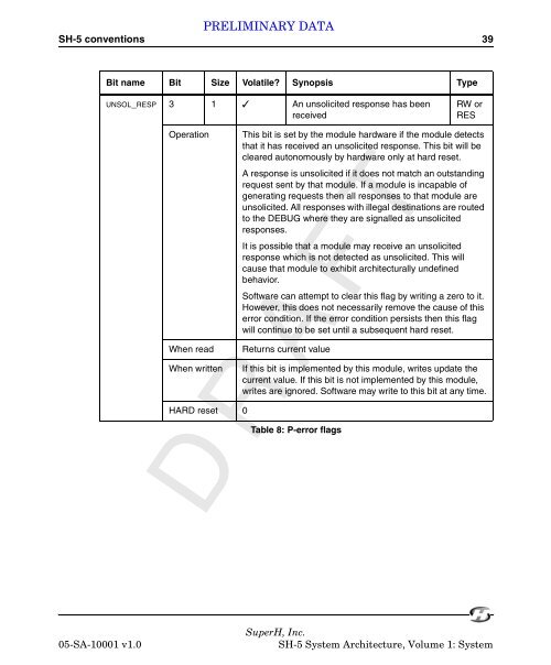 SuperH (SH) 64-Bit RISC Series SH-5 System Architecture, Volume ...