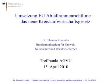 Ministerialdirigent Dr. Thomas Rummler - AGVU