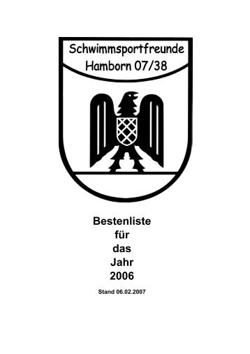 Bestenliste 2006 - SSF Hamborn 07/38 eV
