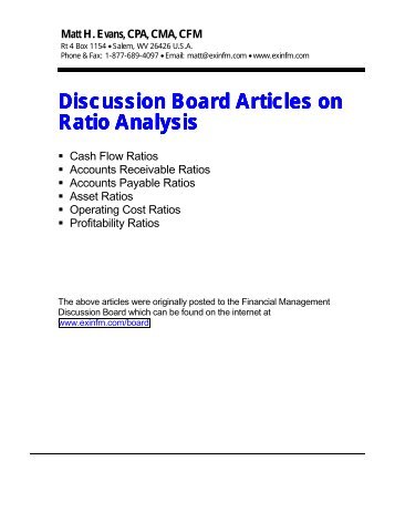 Discussion Board Articles on Ratio Analysis - Excellence in ...